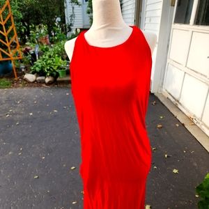 Athleta coral red long dress sz large